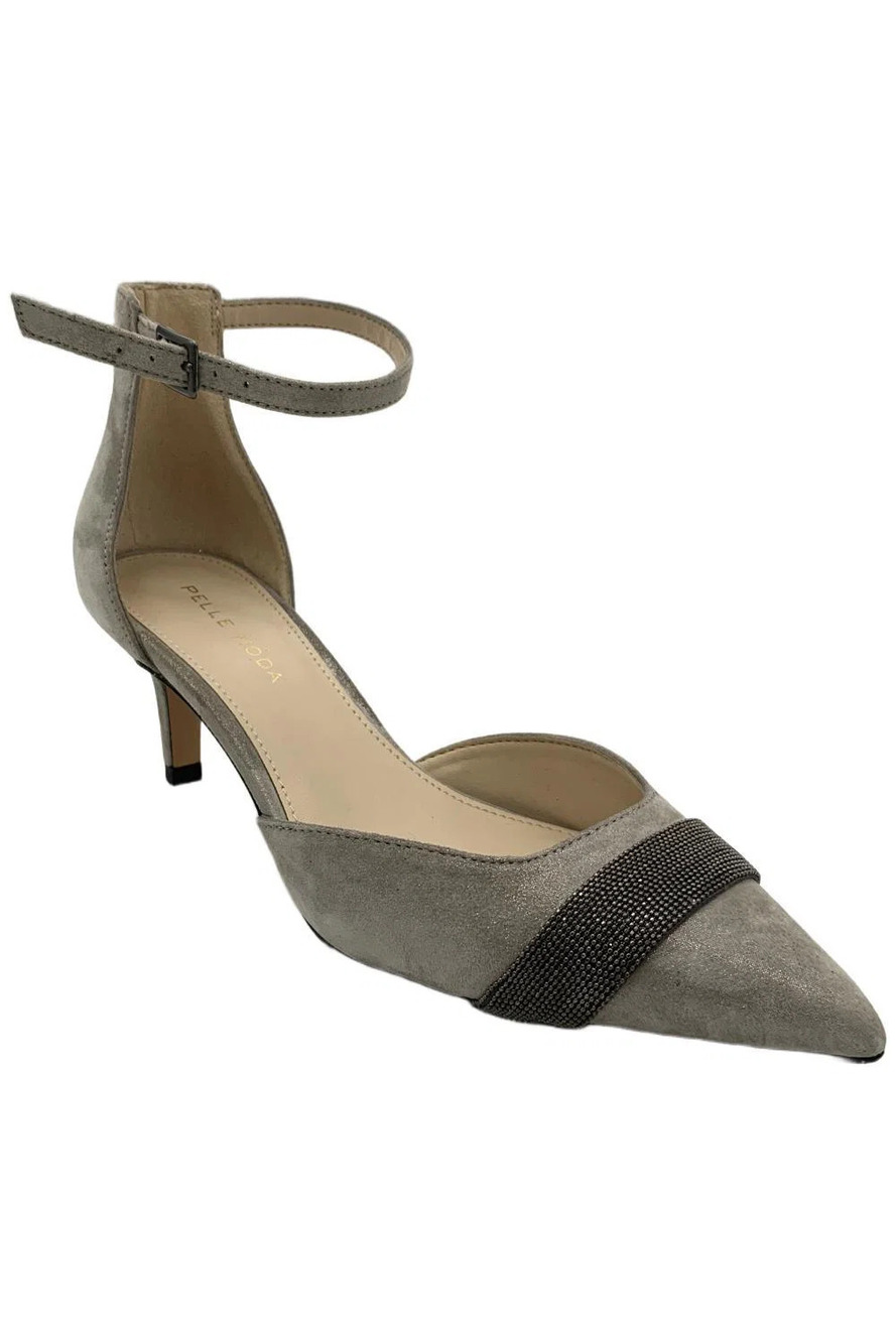 Pelle Moda Womens Kelda Pointed Toe Pump Pewter - Medium